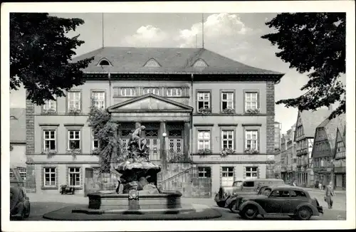 Ak Detmold in Nordrhein Westfalen, Rathaus mit Donopbrunnen