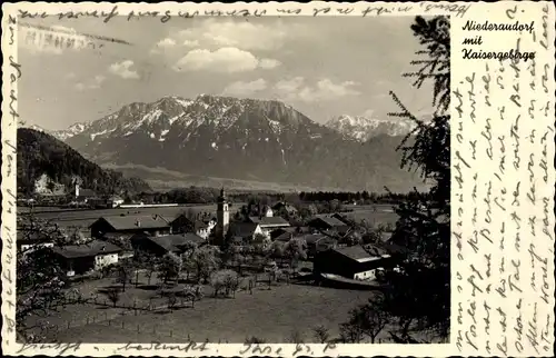 Ak Niederaudorf Oberaudorf in Oberbayern, Teilansicht vom Ort mit Kaisergebirge