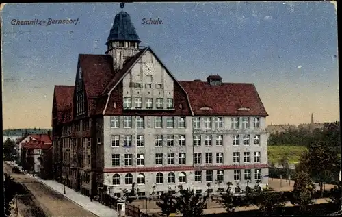 Ak Bernsdorf Chemnitz in Sachsen, Schule