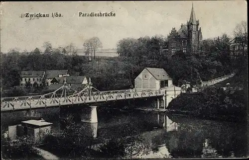 Ak Zwickau in Sachsen, Paradiesbrücke