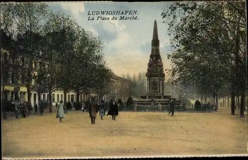 Ak Ludwigshafen am Rhein, Marktplatz, Luitpold Denkmal, Place au Marche