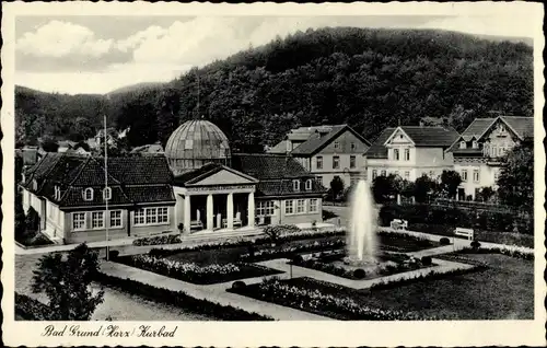 Ak Bad Grund im Harz, Kurbad, Springbrunnen, Glaskuppel