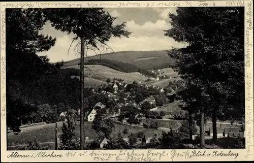 Ak Altenau Clausthal Zellerfeld im Oberharz, Blick vom Rotenberg auf den Ort