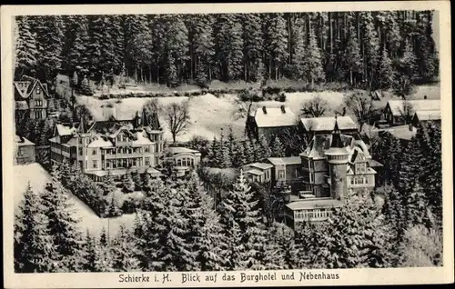 Ak Schierke Wernigerode am Harz, Blick auf das Burghotel und Nebenhaus