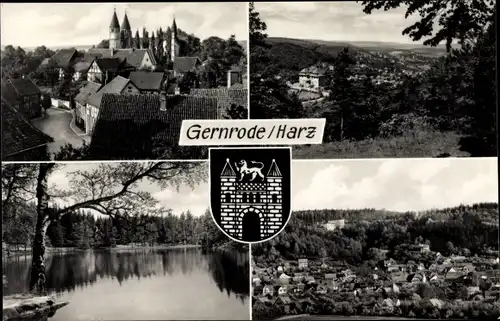 Ak Gernrode Quedlinburg im Harz, Ortsansichten, Wappen