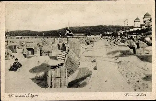 Ak Seebad Binz auf Rügen, Strandleben