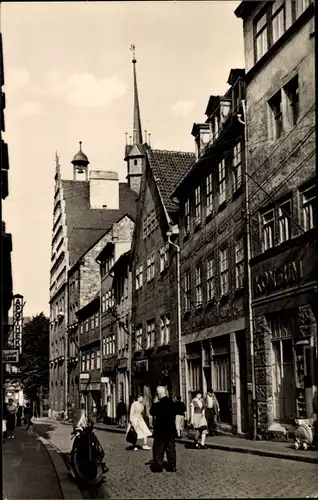 Ak Pößneck in Thüringen, Steinweg mit Rathaus