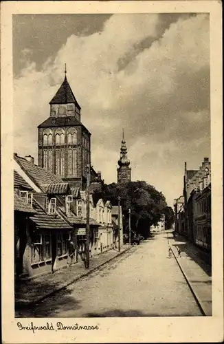 Ak Greifswald in Mecklenburg Vorpommern, Domstraße