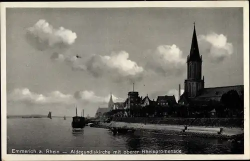 Ak Emmerich am Niederrhein, Aldegundiskirche, Obere Rheinpromenade