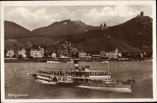 Ak Königswinter am Rhein, Stadtansicht, Salondampfer