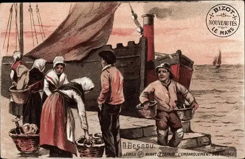 Künstler Ak Besnou, O., L'Embarquement des Vivres, Fischer