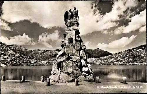 Ak Airolo Kanton Tessin Schweiz, St Gotthard Hospiz, Monument A. Guex