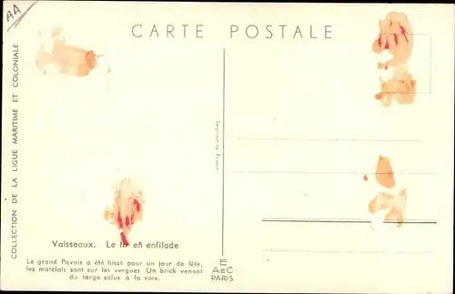 Künstler Ak Haffner, Vaisseaux, Le tir en enfilade, grand Pavois, Ligue Maritime et Coloniale