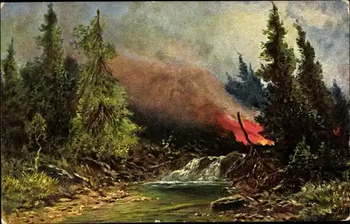 Künstler Ak Waldbrand, NKG Serie 4005