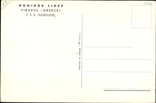 Ak Dampfer TSS Achilleus, Nomikos Lines