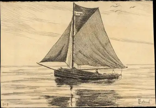 Künstler Ak Thiebaud, Segelboot, Bateau de St. Malo