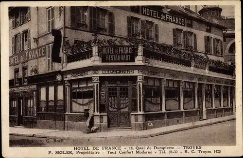 Ak Troyes Aube, Hotel de France, 18, Quai de Dampierre