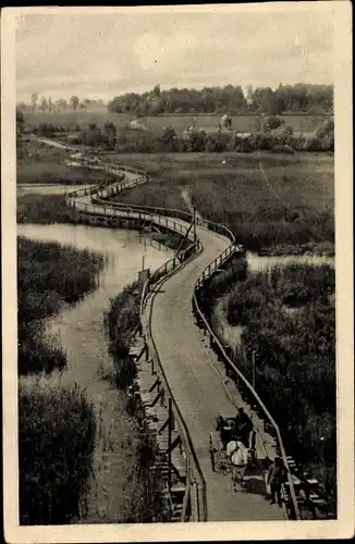 Ak Péronne Somme, Kriegsbrücke