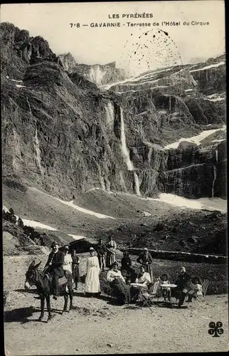 Ak Gavarnie Hautes Pyrénées, Terrasse de l'Hotel du Cirque