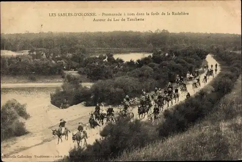 Ak Les Sables d'Olonne Vendée, Promenade a anes dans la foret de la Rudeliere, Lac de Tanchette