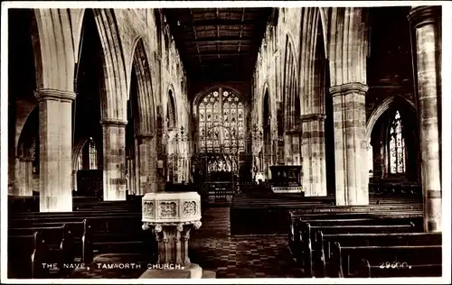 Ak Tamworth Staffordshire England, Church, the Nave