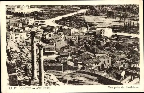 Ak Athen Griechenland, Vue prise du Parthenon