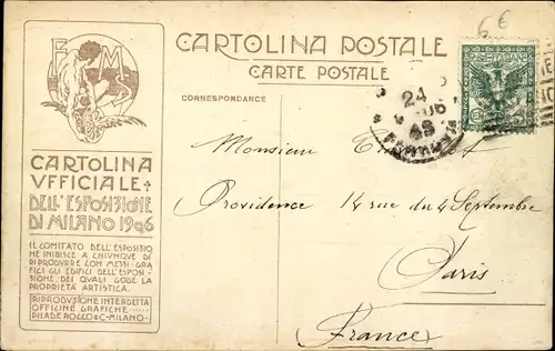 Ak Milano Mailand Lombardia, Esposzione 1906, Sede Comitato, Cartolina ufficiale