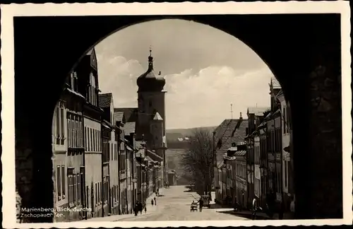 Ak Marienberg im Erzgebirge Sachsen, Blick durchs Zschopauer Tor