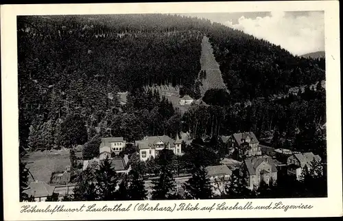 Ak Lautenthal Langelsheim im Oberharz, Blick auf Lesehalle und Liegewiese