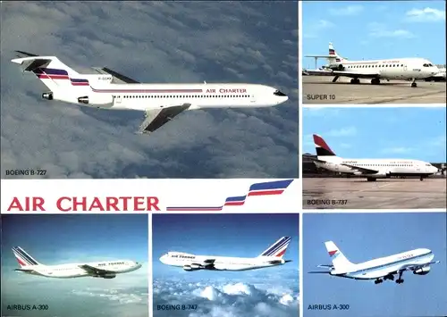 Ak Französisches Passagierflugzeug, Air Charter, Air France, Airbus A 300, Boeing B 737