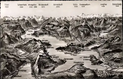 Ak Luzern Stadt Schweiz, Schwyz, Stans, Brunnen, Weggis, Flüelen, Vierwaldstättersee