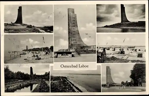 Ak Ostseebad Laboe, Ansichten vom Marine Ehrenmal, Strandpartie