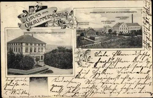 Ak Obercunnersdorf Kottmar i.d. Oberlausitz, Möbelfabrik, Baumschulen, Bahnhofsrestaurant