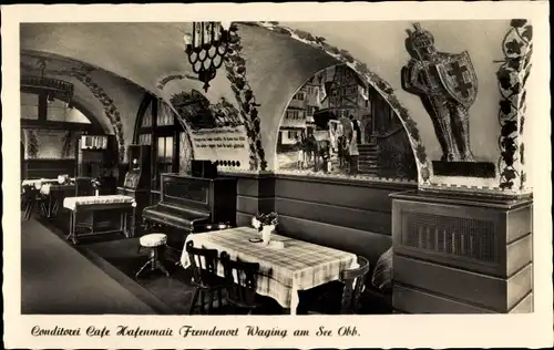 Ak Waging am See Oberbayern, Konditorei Cafe Hafenmair, Innenansicht