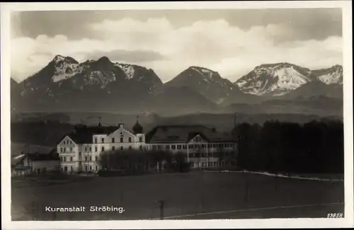 Ak Ströbing Bad Endorf im Chiemgau Oberbayern, Kuranstalt, Gebirge