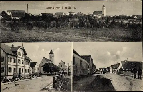Ak Manching an der Donau Oberbayern, Totalansicht, Kirche