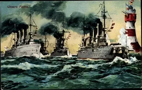Ak Deutsche Kriegsschiffe, Leuchtturm