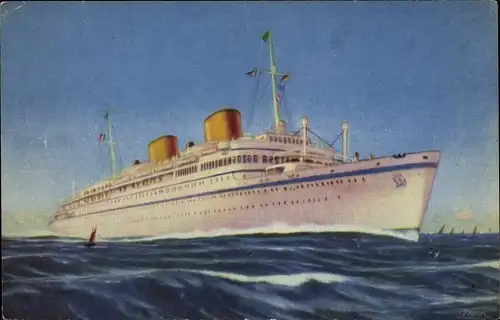 Künstler Ak Dampfer MS Victoria, Lloyd Triestino