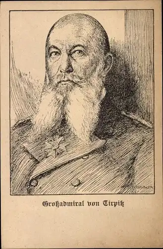 Künstler Ak Bauer, Karl, Großadmiral Alfred von Tirpitz, Nachfolger Hollmanns, Portrait