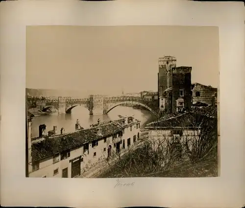 Foto um 1880, Verona Veneto, Ponte Scaligero mit Castelvecchio