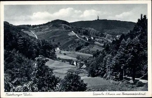 Ak Detmold in Nordrhein Westfalen, Teutoburger Wald, Lippische Schweiz und Hermannsdenkmal