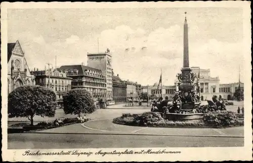 Ak Leipzig in Sachsen, Augustusplatz mit Mendebrunnen