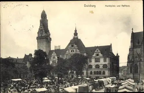 Ak Duisburg im Ruhrgebiet, Marktplatz, Rathaus
