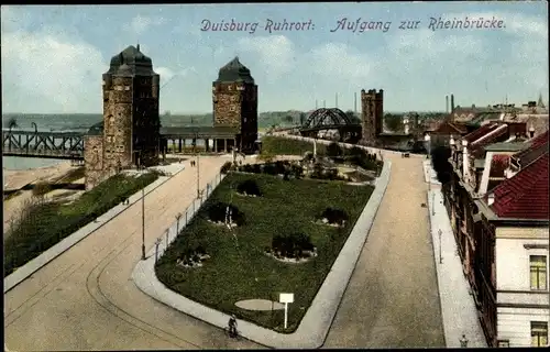 Ak Ruhrort Duisburg im Ruhrgebiet, Aufgang zur Rheinbrücke
