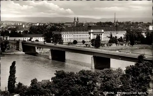 Ak Koblenz am Rhein, Rheinbrücke mit Schloss