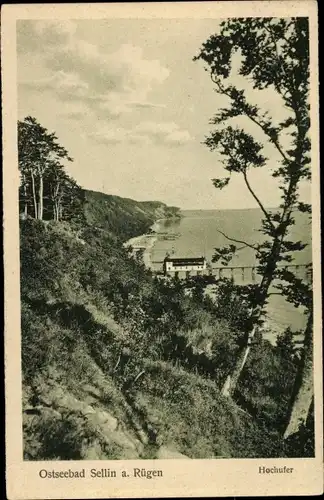 Ak Ostseebad Sellin auf Rügen, Hochufer, Seebrücke