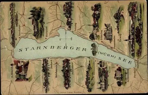 Ak Tutzing in Oberbayern, Starnberger See, Seehaupt, Holzhausen, Possenhofen