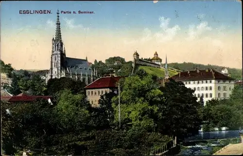 Ak Esslingen am Neckar Baden Württemberg, Partie beim Seminar