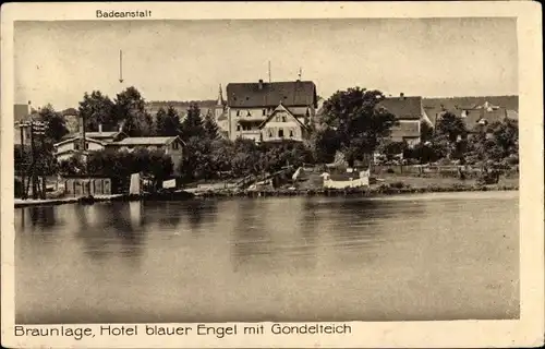 Ak Braunlage im Oberharz, Hotel Blauer Engel, Gondelteich