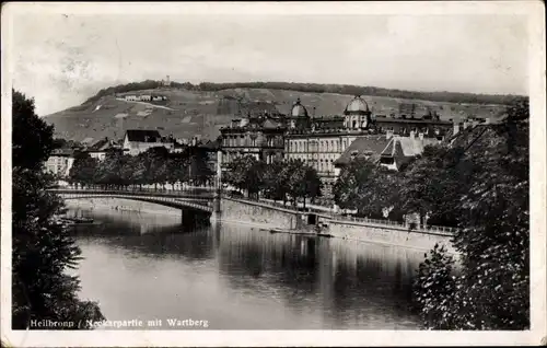 Ak Heilbronn am Neckar, Neckarpartie mit Wartberg